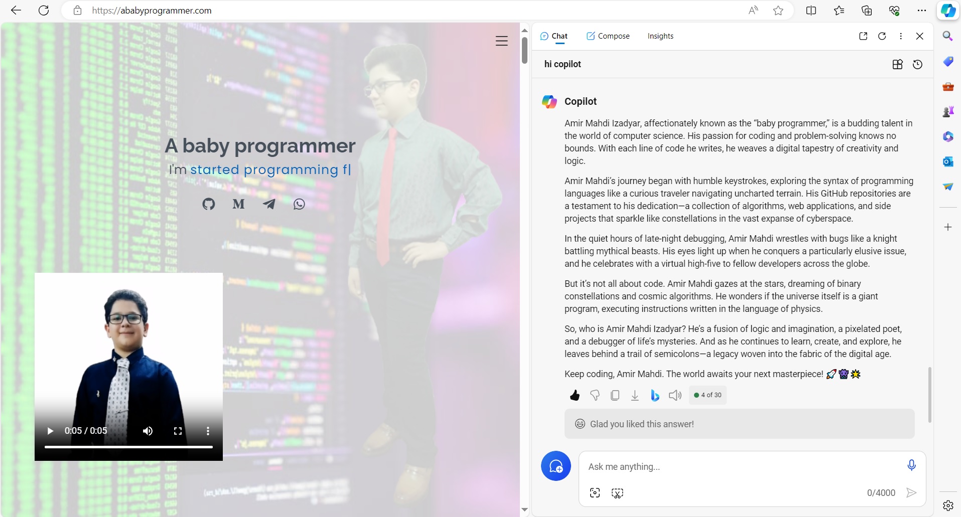 A baby programmer Copilot